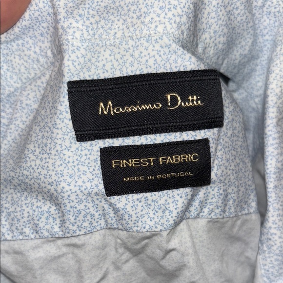 Massimo Dutti | Dress Shirt in white with minimal blue floral pattern | sz S - Picture 3 of 4